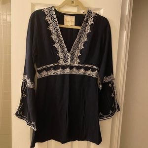 Navy and White Tunic Top